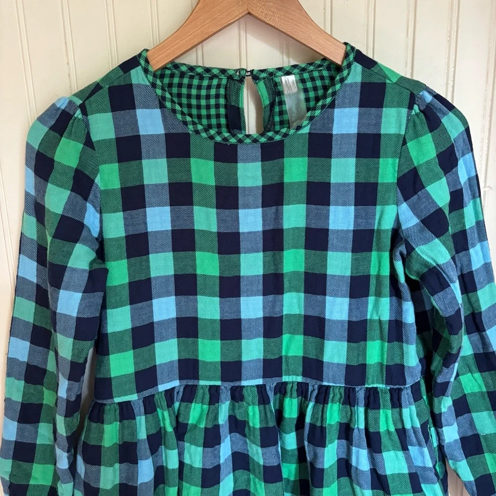 Primary Green Plaid Flannel Long Sleeve Dress, Size 12 - Picture 2 of 5